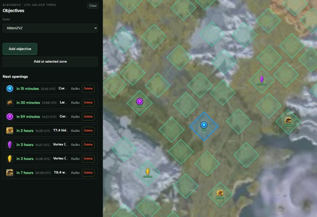 Objectives on the map